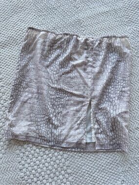 Lioness Croc-Print Mini Skirt in Neutral Taupe